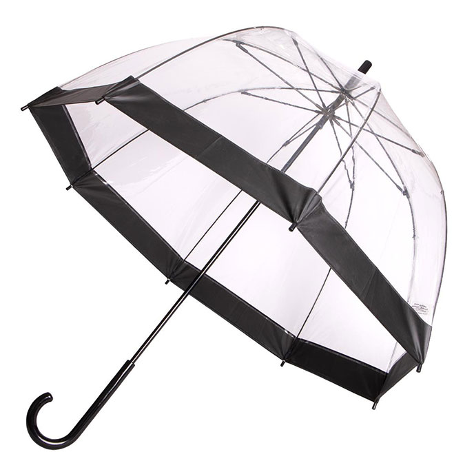 totes ECO-BRELLA® PEVA Clear Dome Border Umbrella Black (3 Section) Extra Image 1